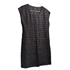 Kenneth Cole Black Fringe Sleeveless Midi Dress XS